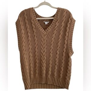 American Eagle Cable Knit Boyfriend Vest Tan XXL